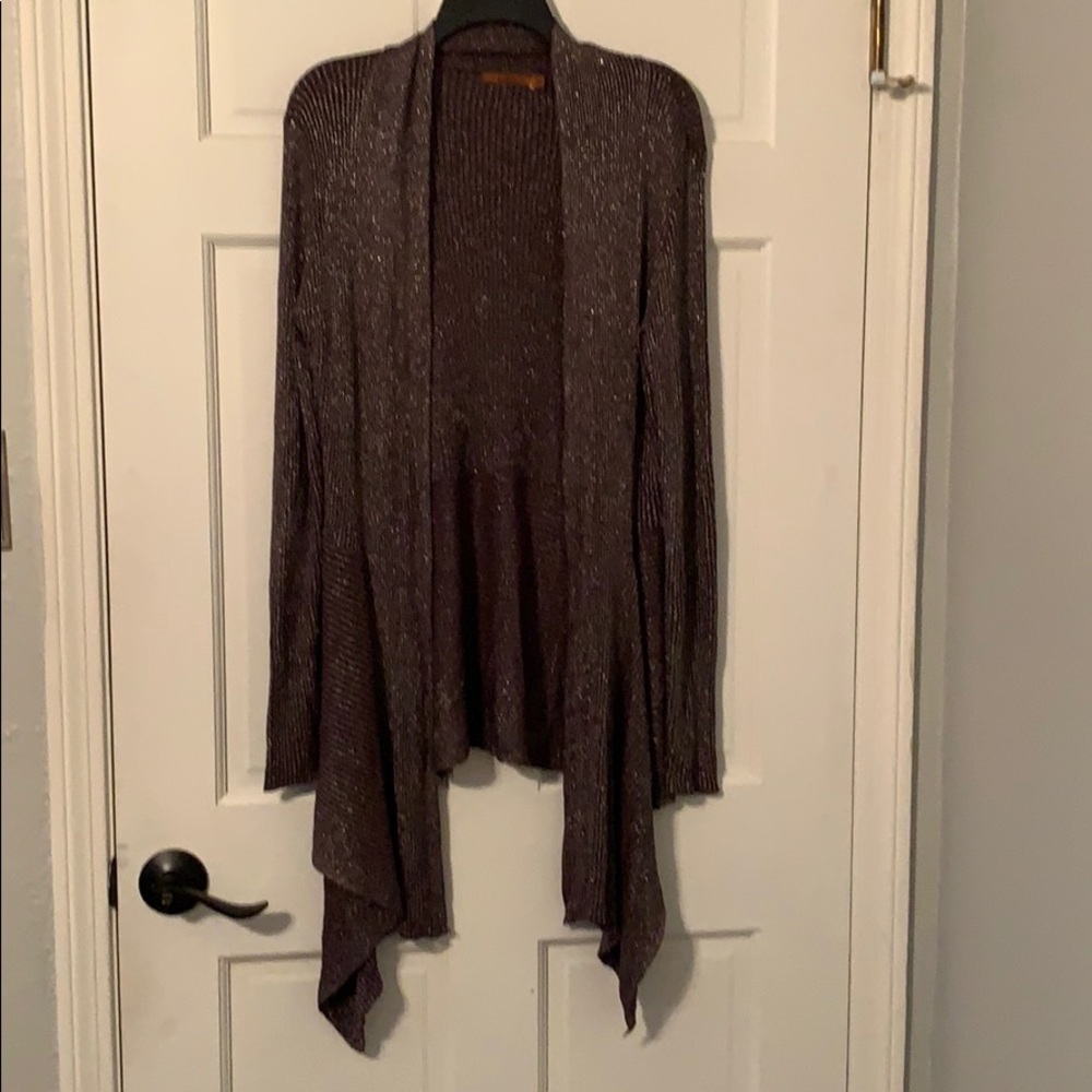 Belldini Holiday cardigan with metallic threads 1X